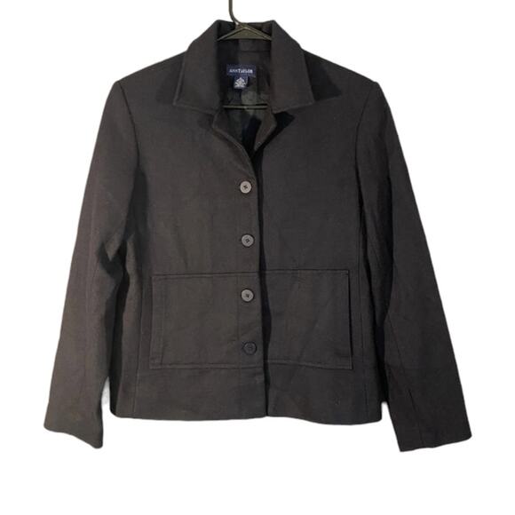 Ann Taylor Navy Blue Wool Blend Button Front Blazer Jacket Women Sz S - Picture 1 of 7